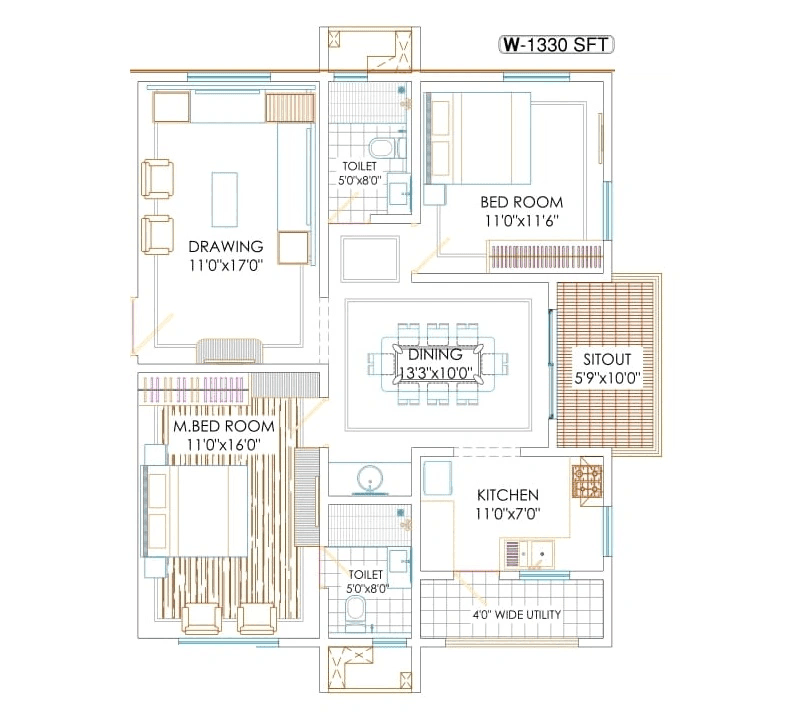 ARSIS Green Hills Unit plan - 931 sq.ft.