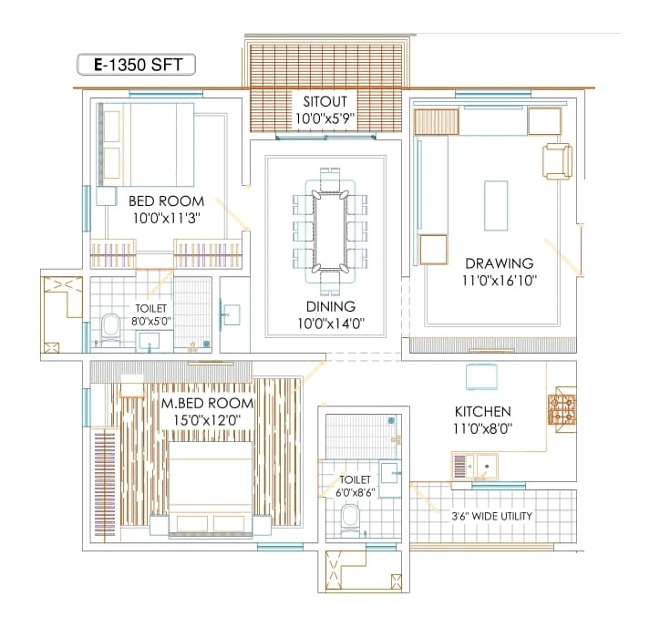 ARSIS Green Hills Unit plan - 945 sq.ft.