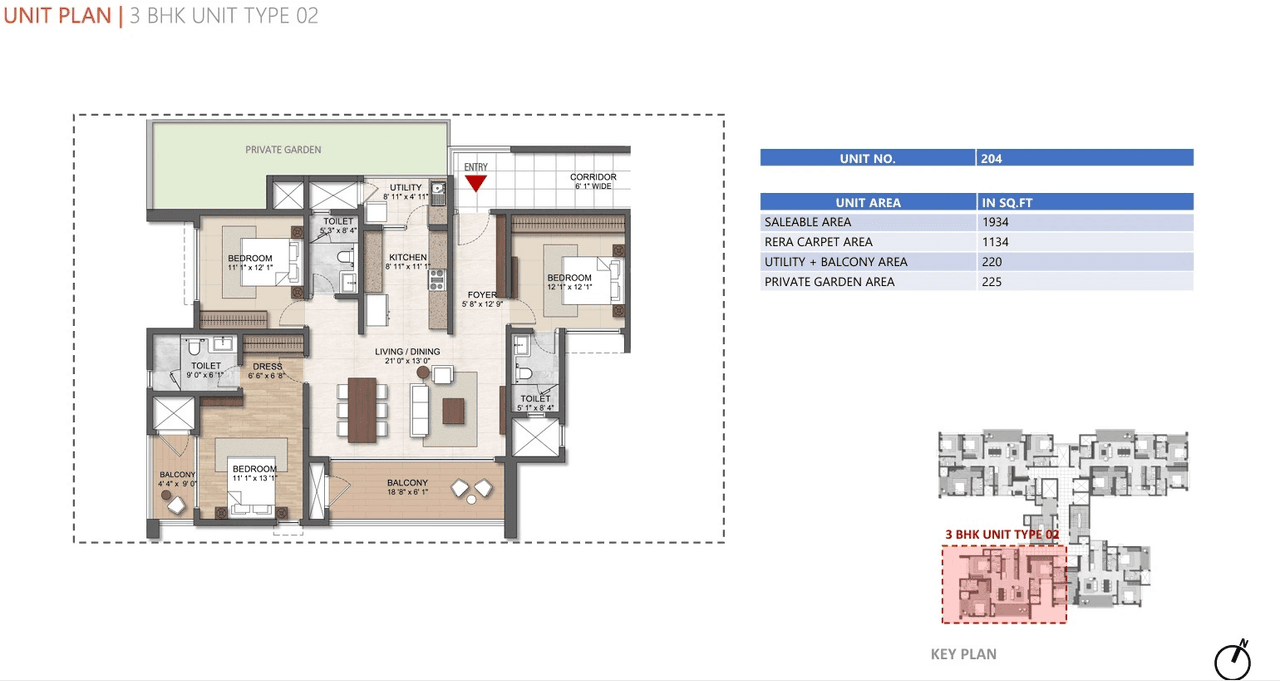 Concorde Eleve Unit plan - 1134 sq.ft.