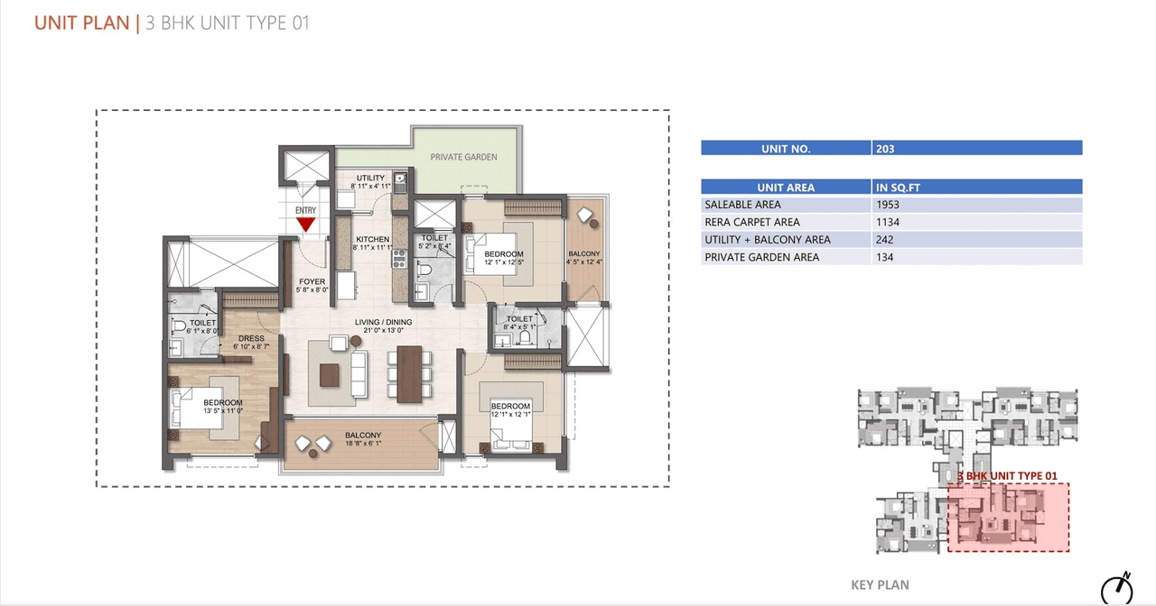 Concorde Eleve Unit plan - 1134 sq.ft.