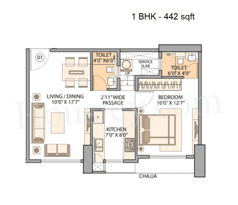 Unit plan - 442 sq.ft.