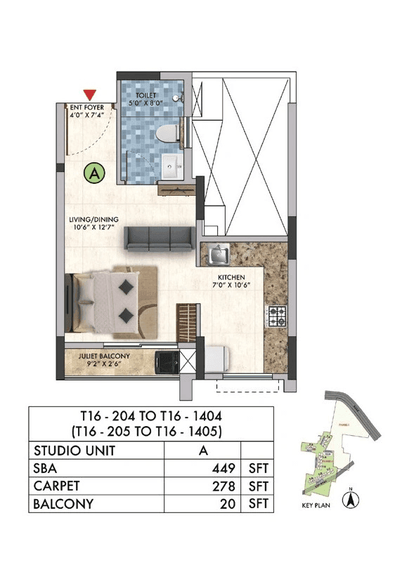 Unit plan - 278 sq.ft.