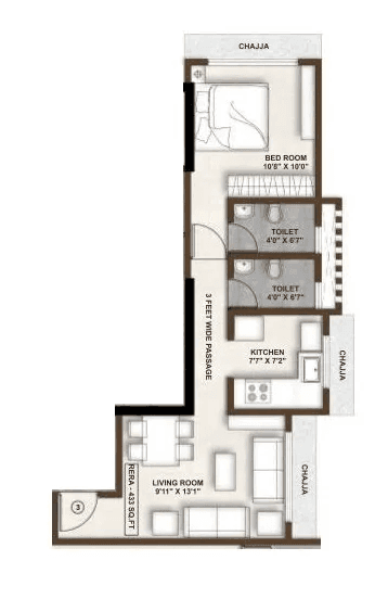 Unit plan - 433 sq.ft.