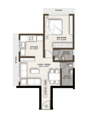 PCPL Nirvana Springs Unit plan - 436 sq.ft.