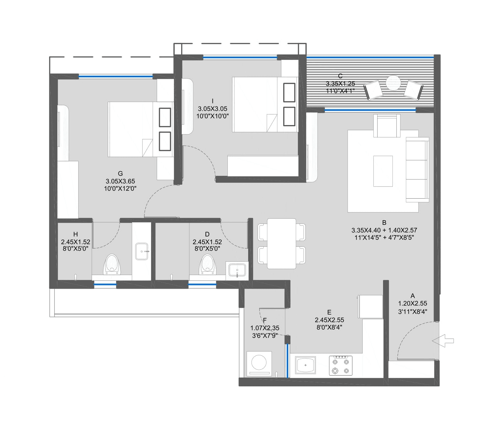 Unit plan - 740 sq.ft.