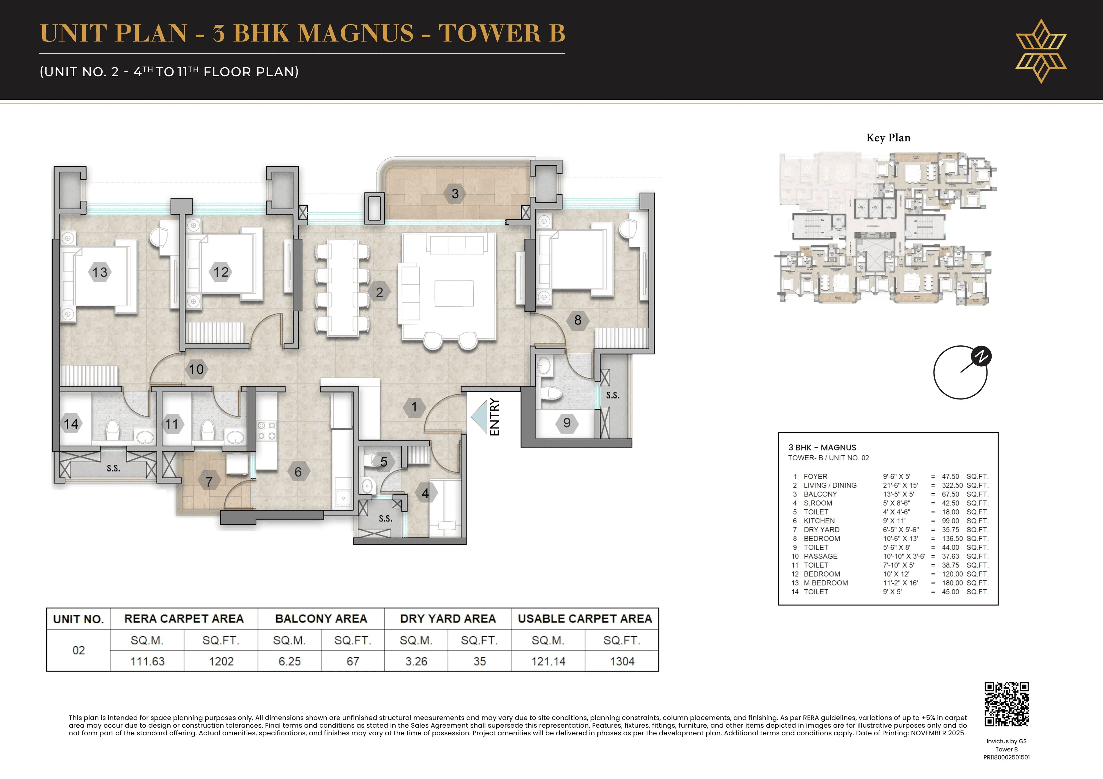 Unit plan - 1304 sq.ft.