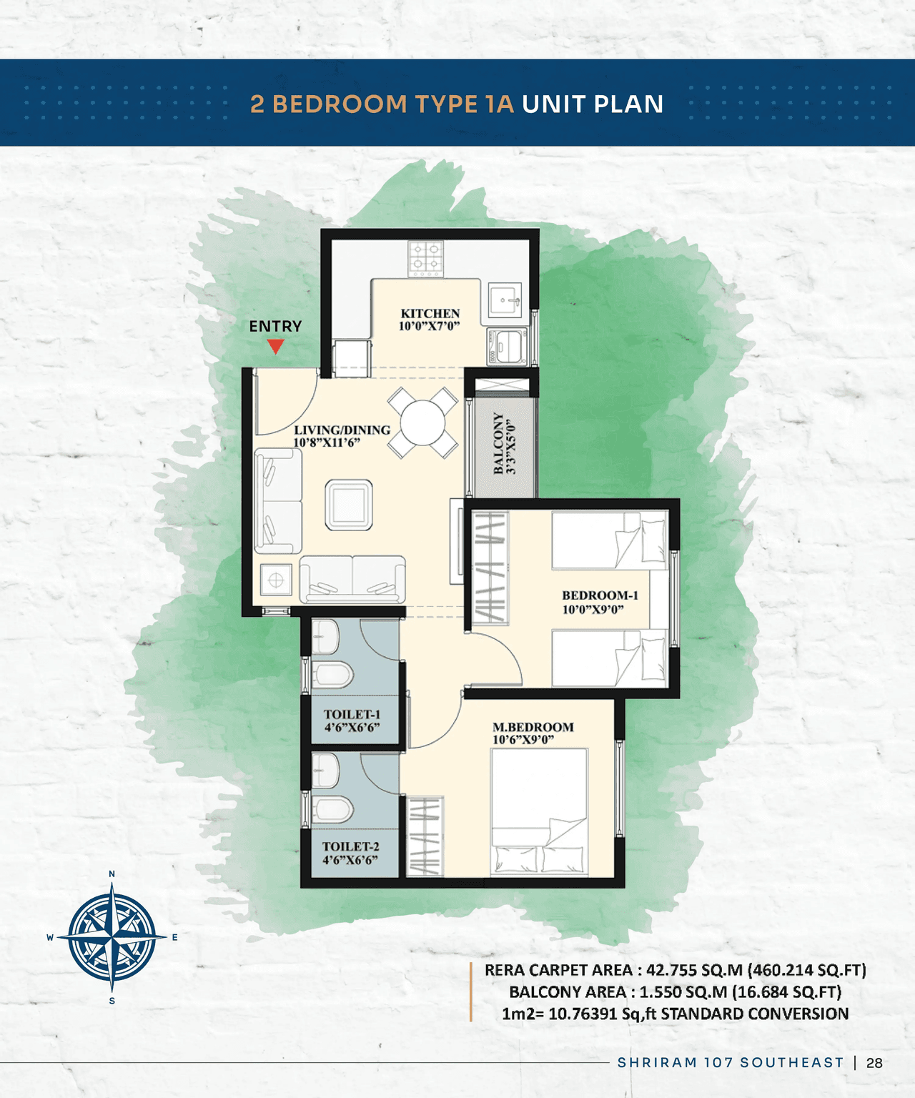 Shriram 107 SouthEast Unit plan - 477 sq.ft.