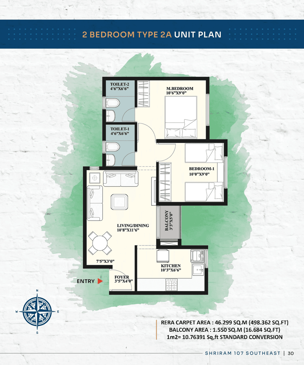 Shriram 107 SouthEast Unit plan - 514 sq.ft.