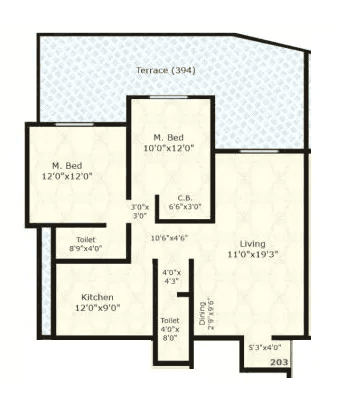 Archen Aarvi Apartment Unit plan - 825 sq.ft.