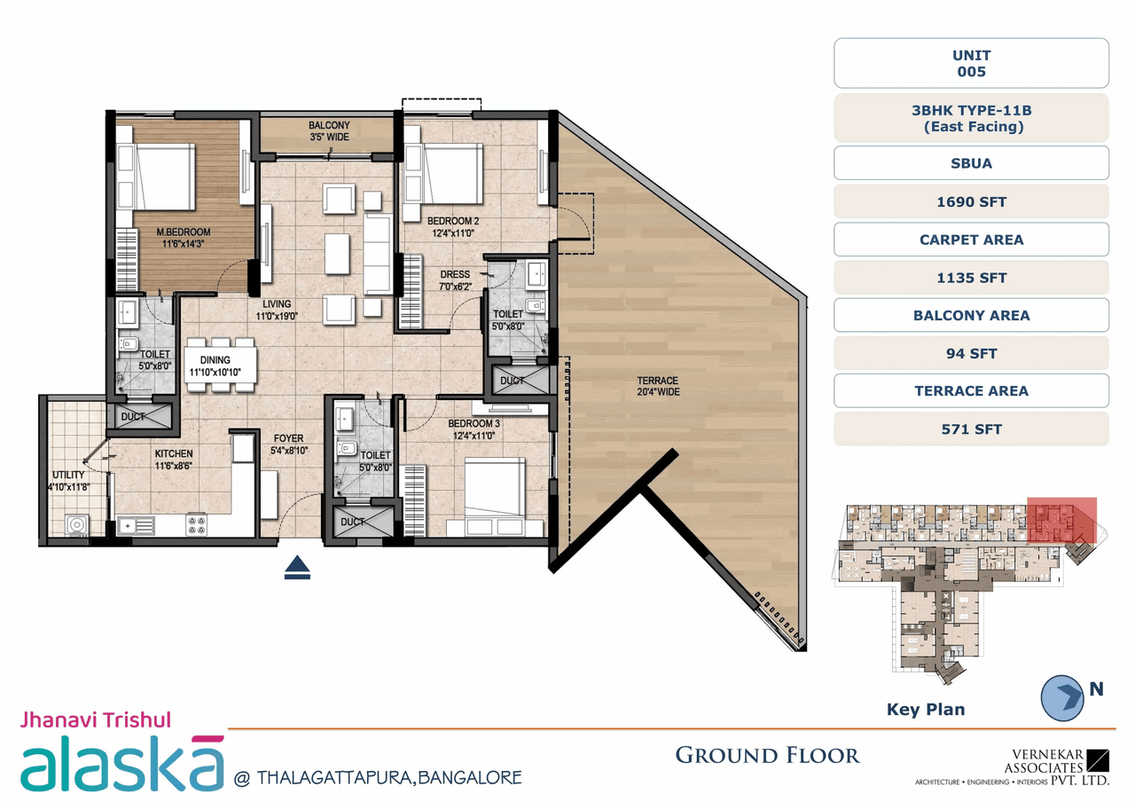 Jhanavi Trishul Alaska Unit plan - 1250 sq.ft.