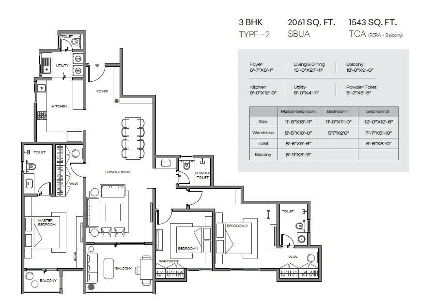 Assetz Altitude Unit plan - 1543 sq.ft.