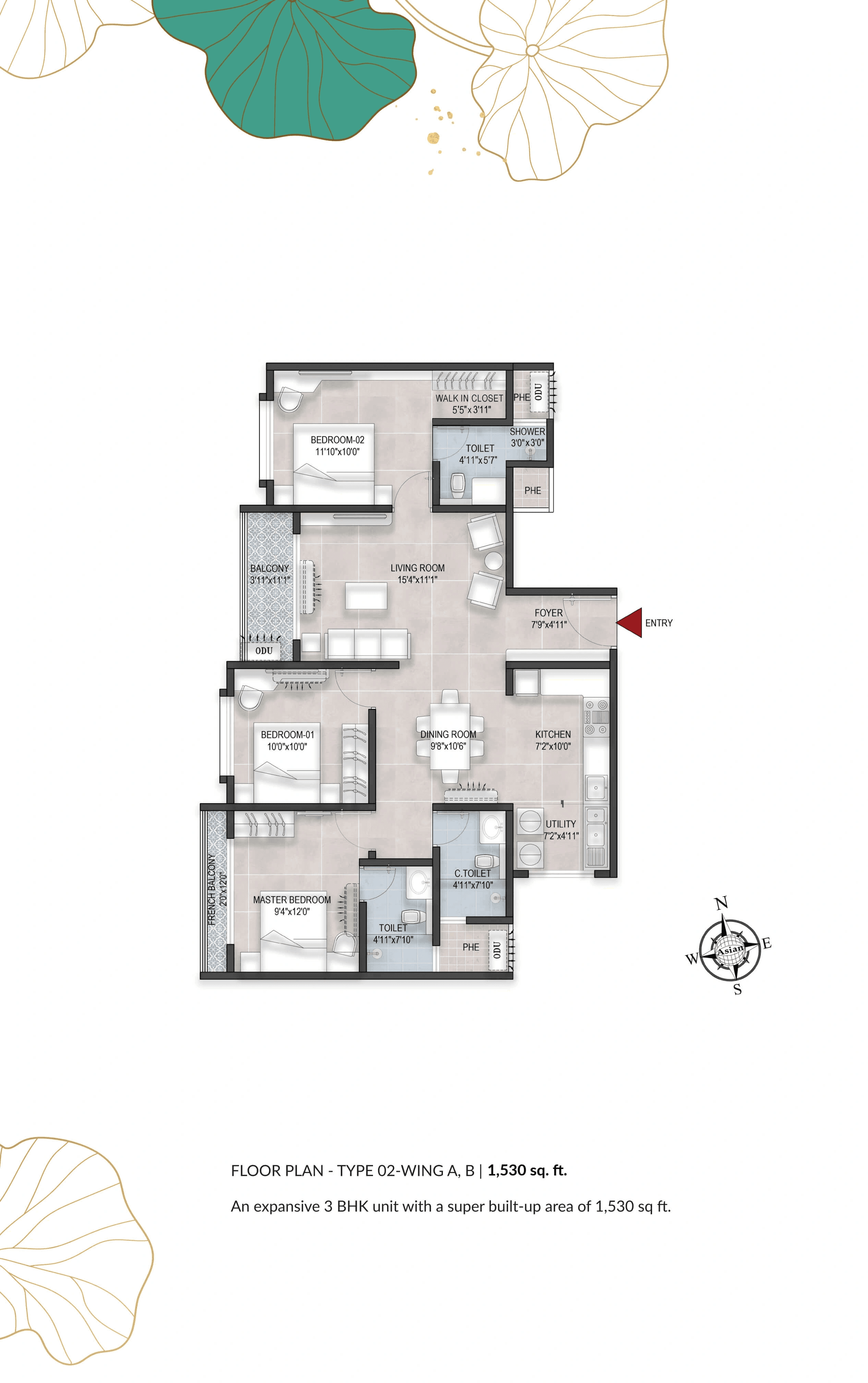 Unit plan - 1025 sq.ft.