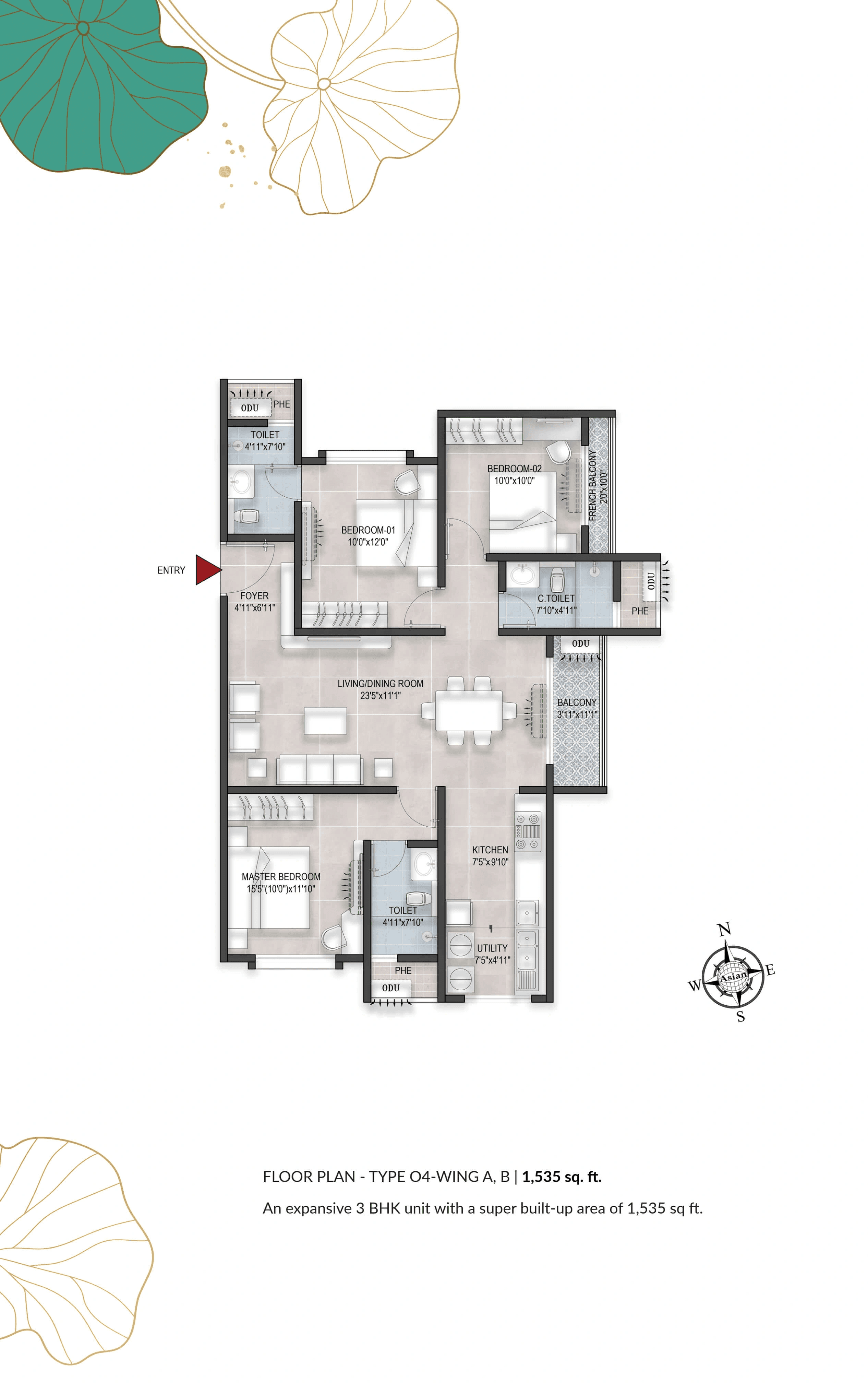 Unit plan - 1026 sq.ft.