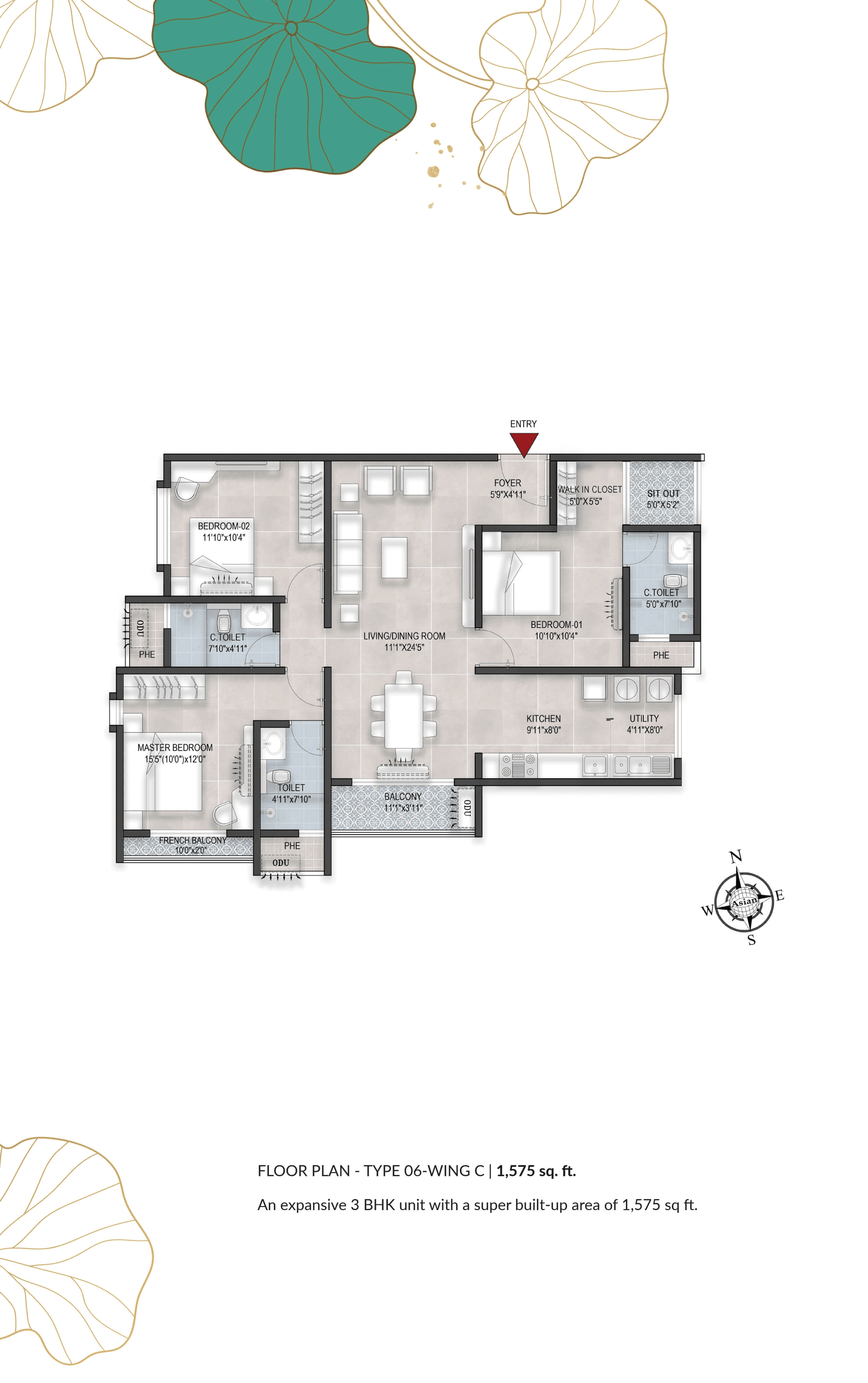 Unit plan - 1056 sq.ft.