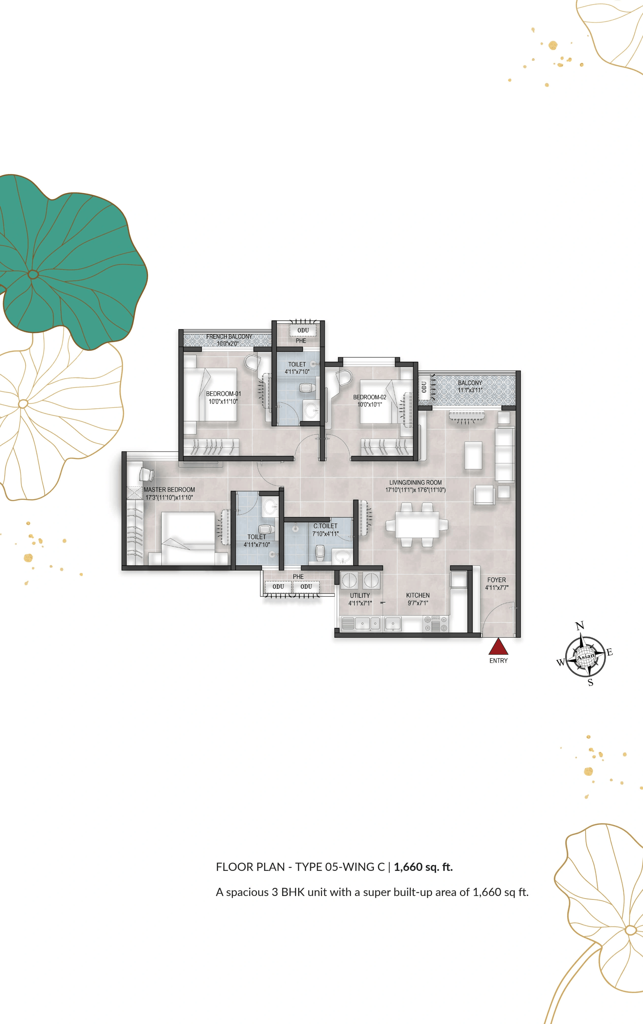 Unit plan - 1112 sq.ft.