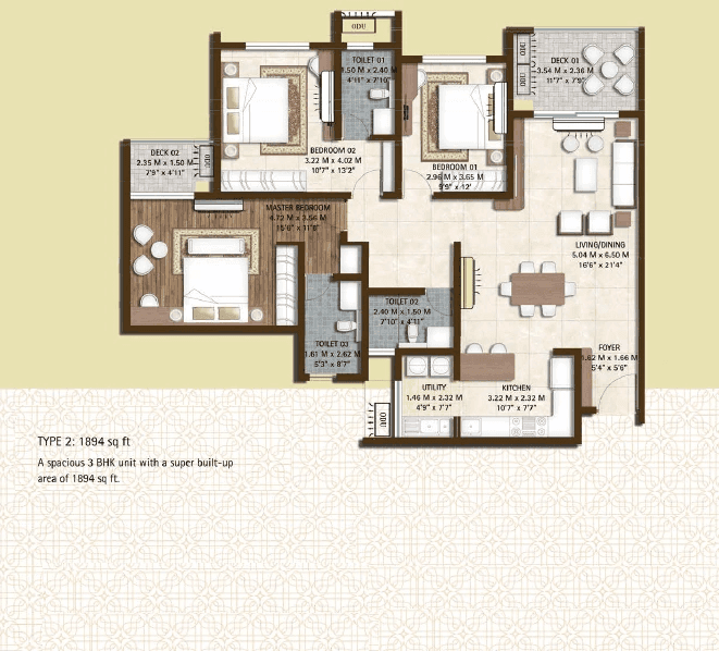 Bren Soho Unit plan - 1268 sq.ft.