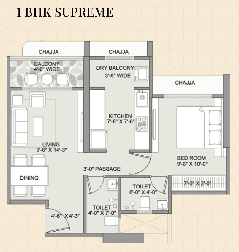 JH Zojwalla Regency Park Unit plan - 498 sq.ft.