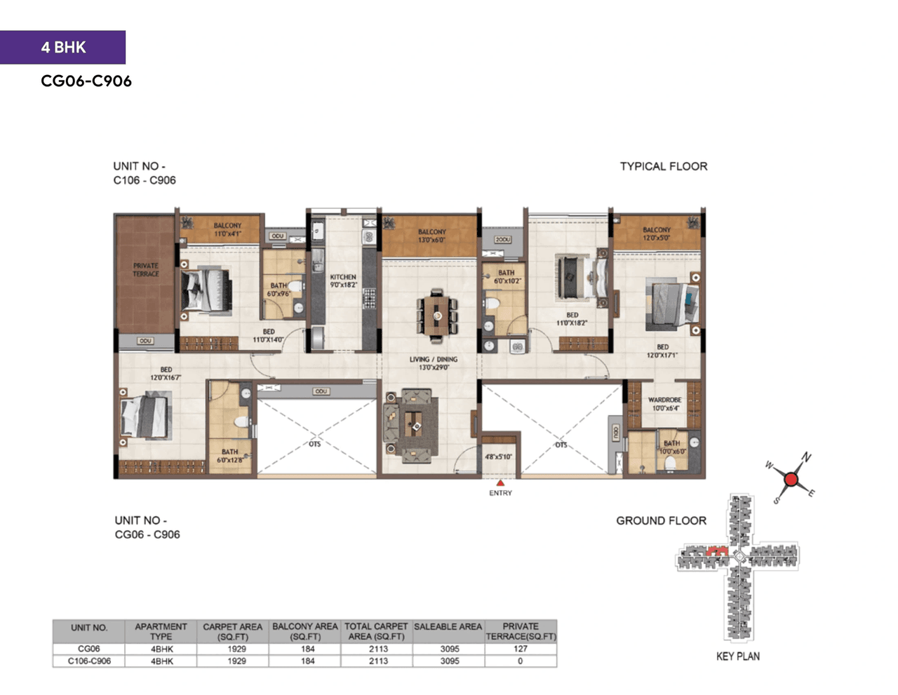 Casagrand Vivacity Unit plan - 1927 sq.ft.