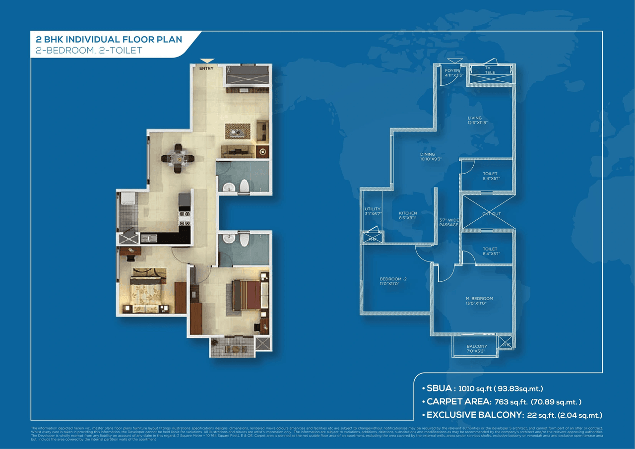 Mantri Webcity Unit plan - 763 sq.ft.