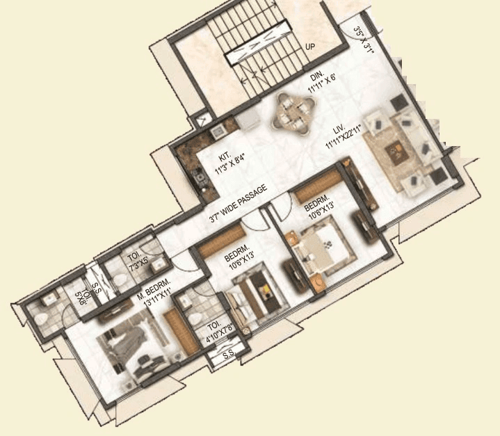 Concrete Sai Samast Unit plan - 1147 sq.ft.