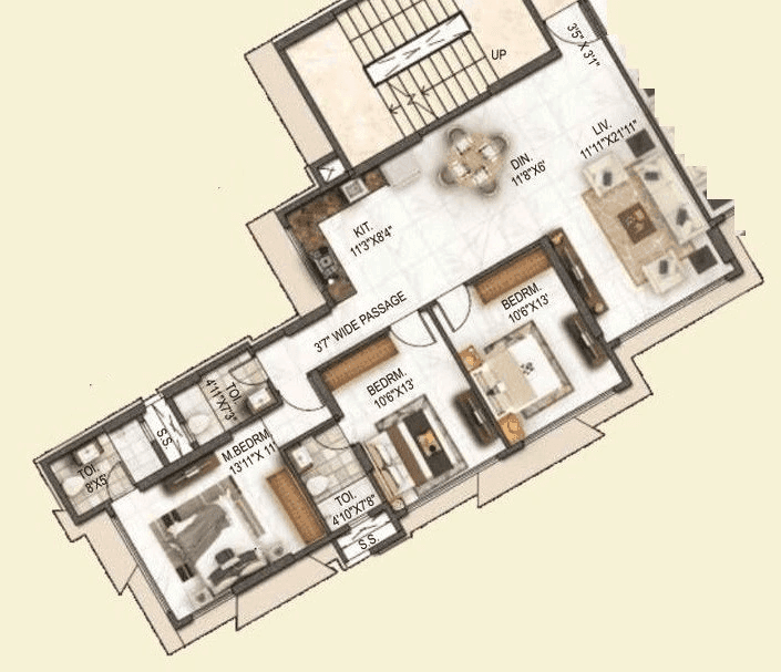 Concrete Sai Samast Unit plan - 1062 sq.ft.