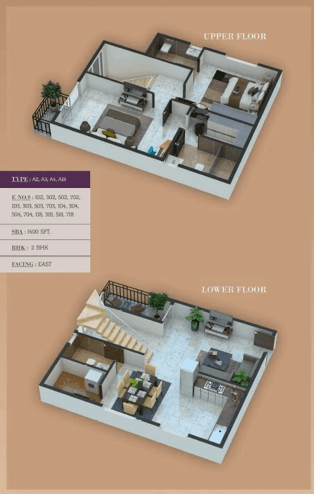 Whitewinds Aadya Heights Unit plan - 1117 sq.ft.
