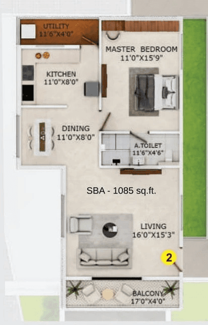 Sri Balaji Vaibhav Unit plan - 813 sq.ft.