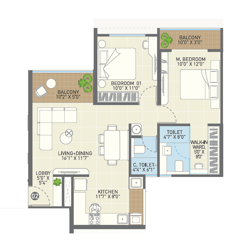 Buildstrong The Hallmark Unit plan - 790 sq.ft.