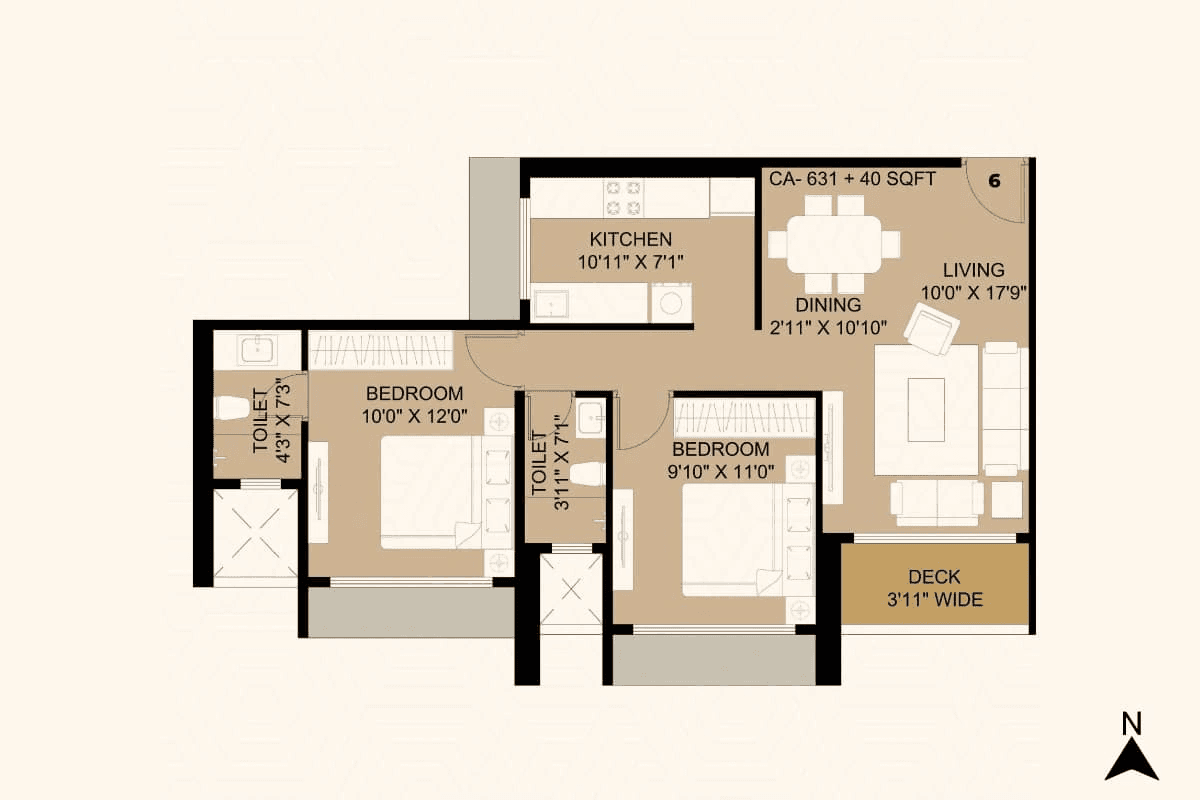Siya Vishwaraja Unit plan - 671 sq.ft.