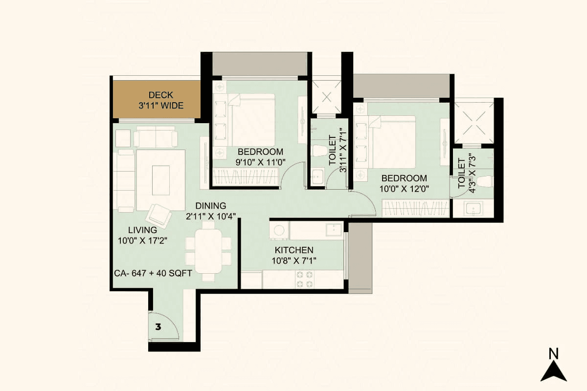 Siya Vishwaraja Unit plan - 687 sq.ft.