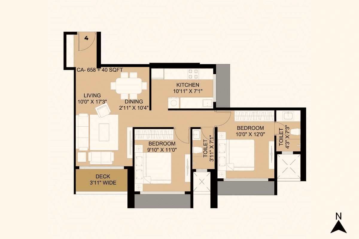 Siya Vishwaraja Unit plan - 698 sq.ft.
