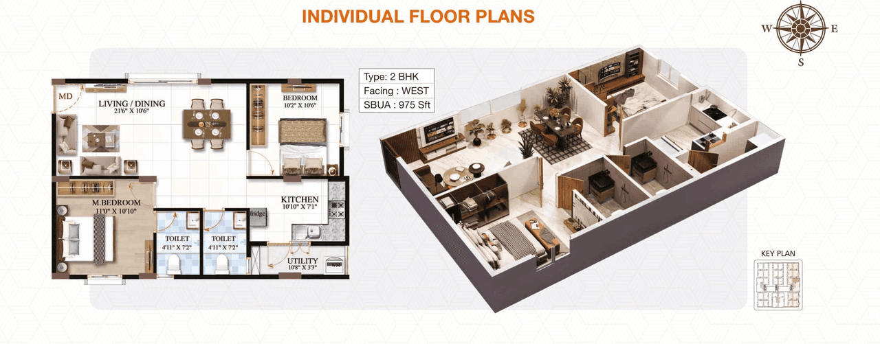HSK Urban Living Unit plan - 710 sq.ft.