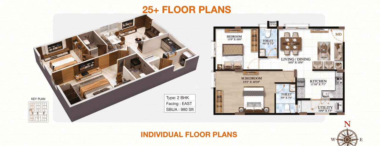HSK Urban Living Unit plan - 715 sq.ft.
