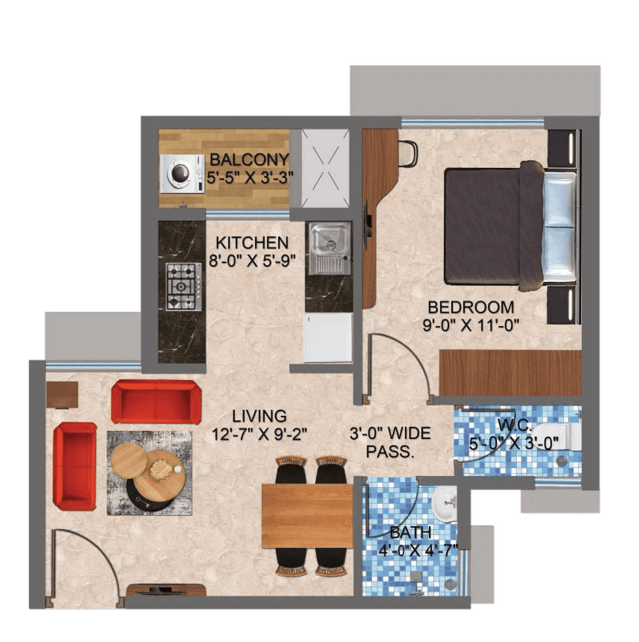 Arihant Sports City Unit plan - 339 sq.ft.