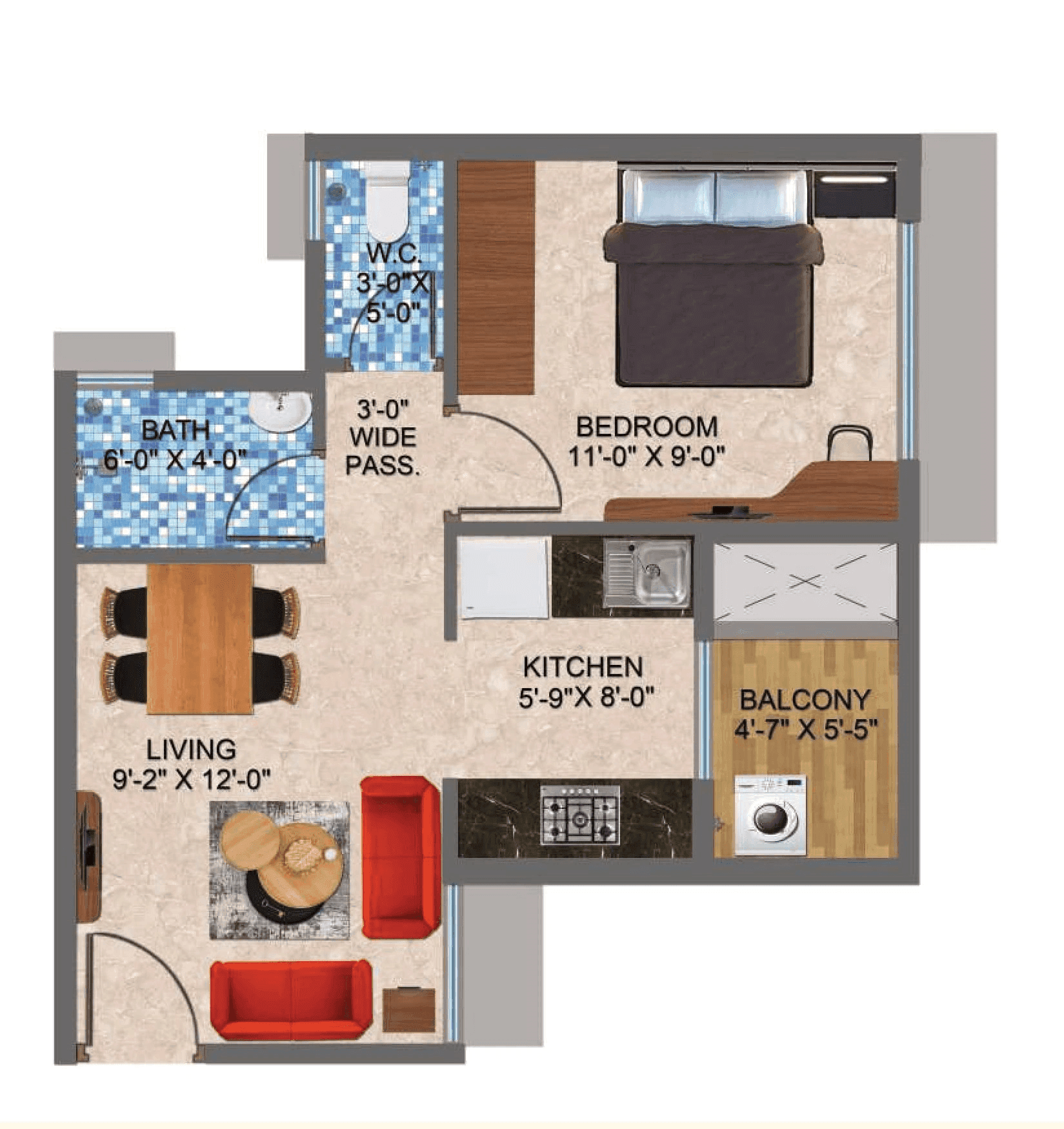 Unit plan - 347 sq.ft.