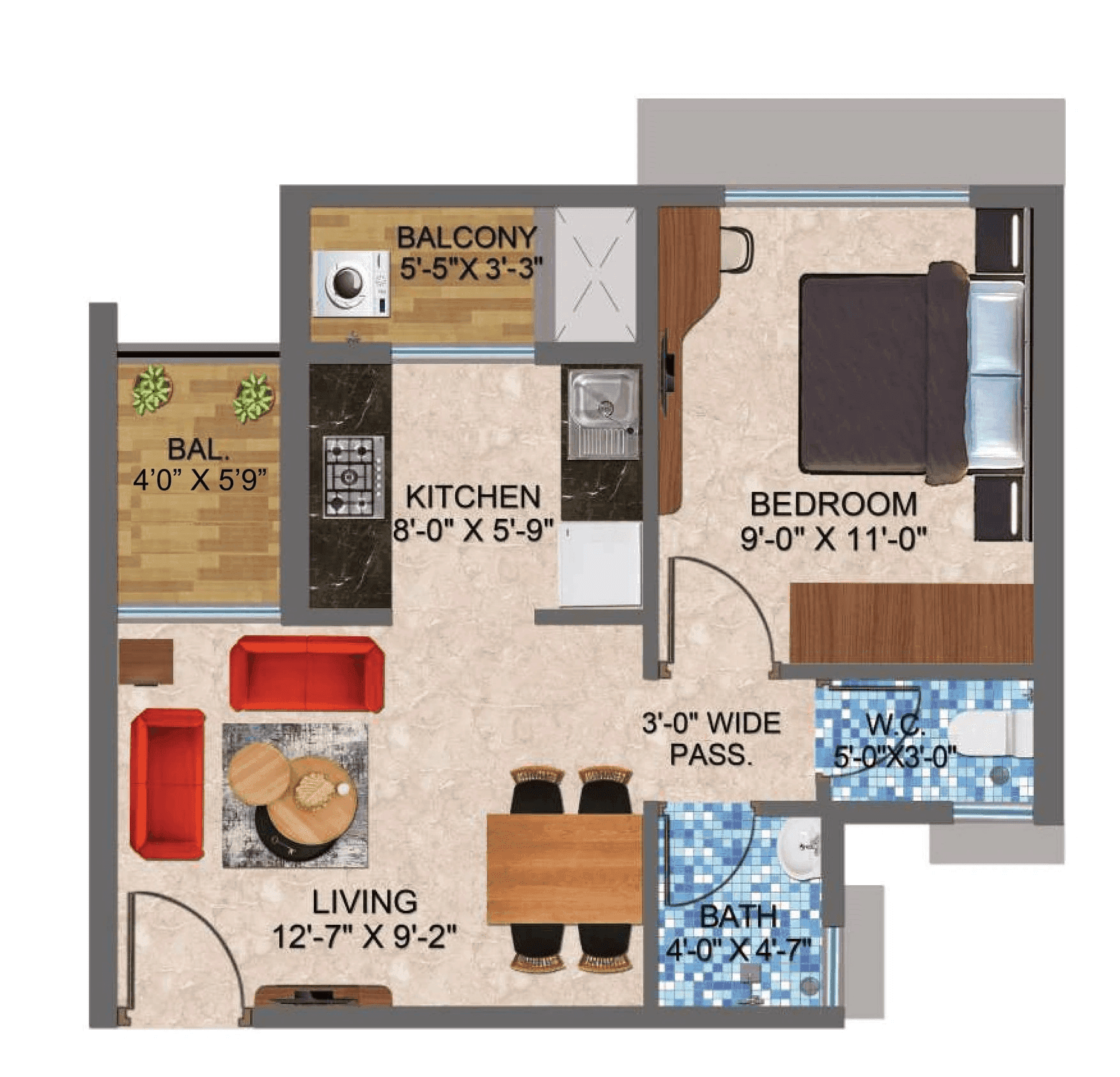 Unit plan - 367 sq.ft.