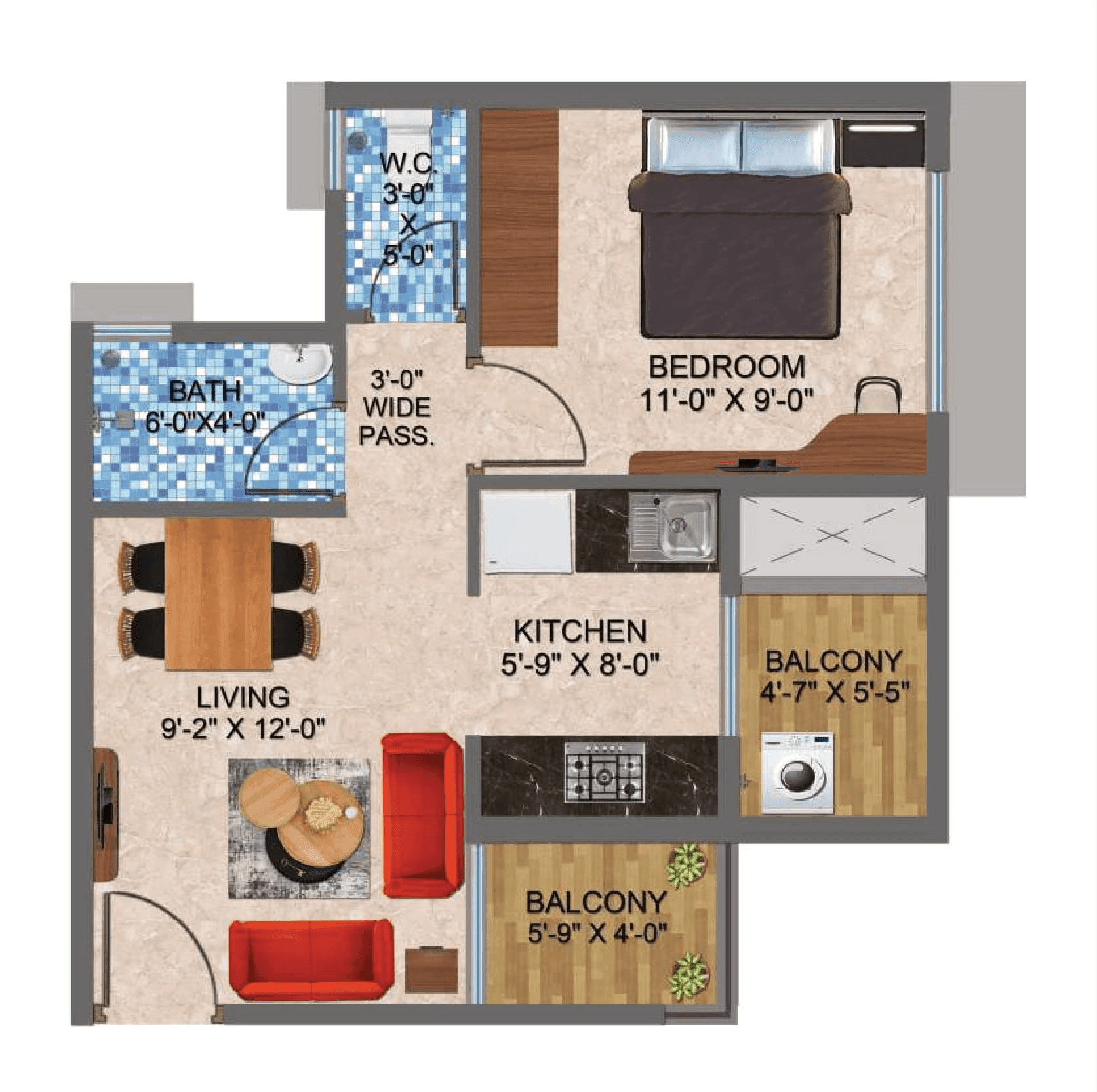 Unit plan - 375 sq.ft.