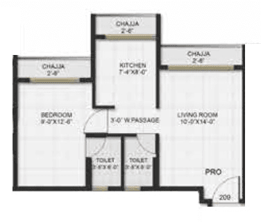 Omkara Pride Unit plan - 353 sq.ft.