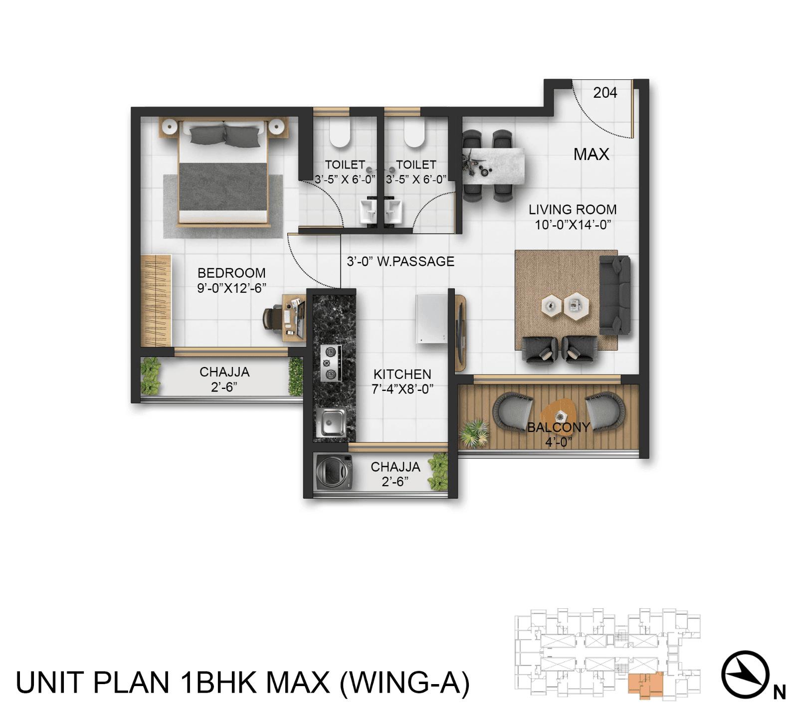 Unit plan - 469 sq.ft.