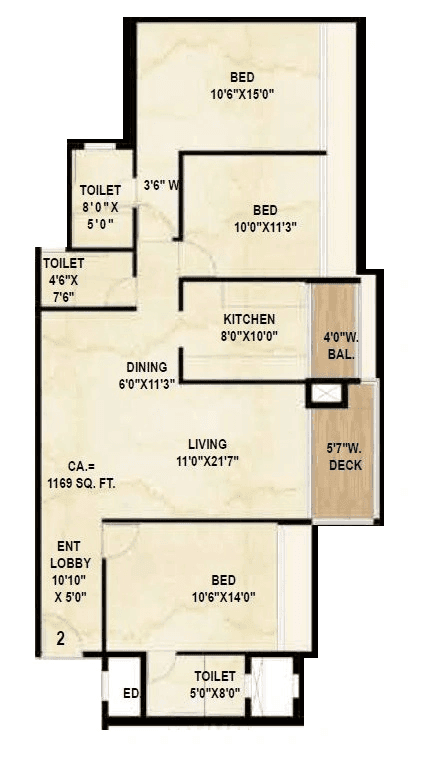 Goodwill Wisteria Unit plan - 1169 sq.ft.