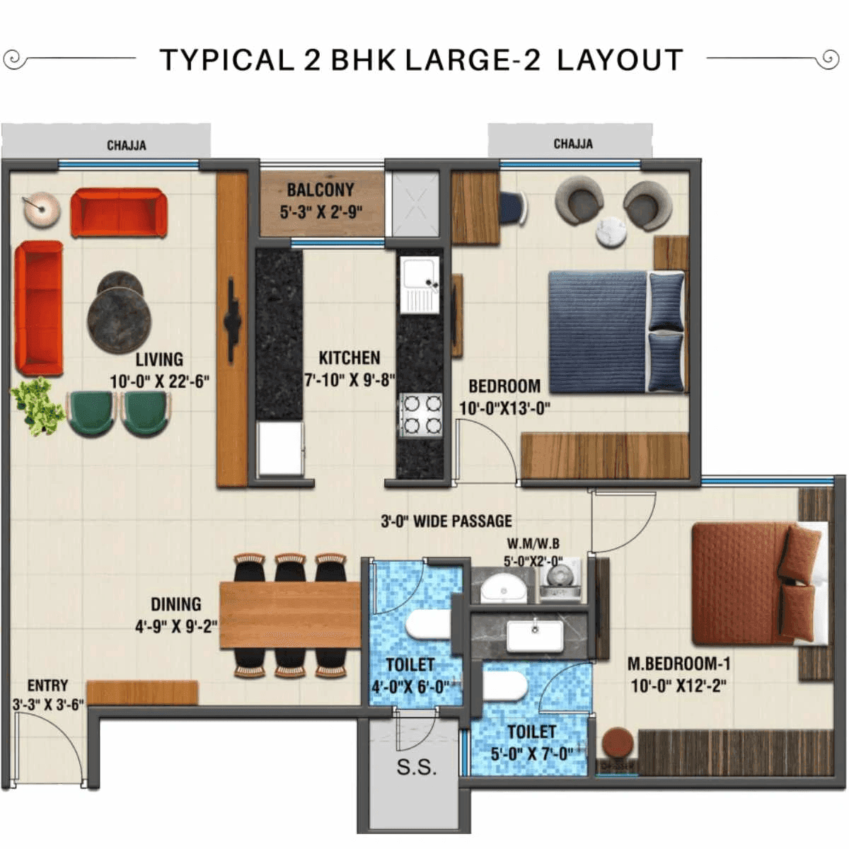 Arihant Advika Unit plan - 772 sq.ft.