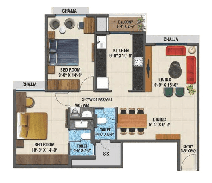 Arihant Advika Unit plan - 759 sq.ft.