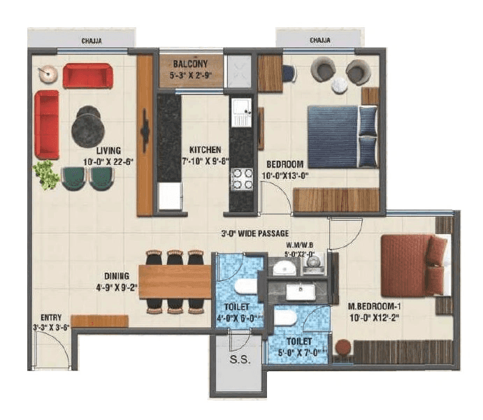 Arihant Advika Unit plan - 769 sq.ft.