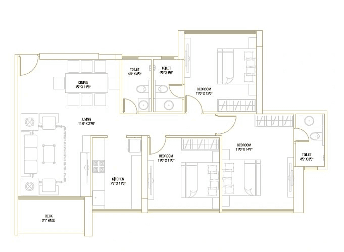Metricon The Gateway Unit plan - 1039 sq.ft.