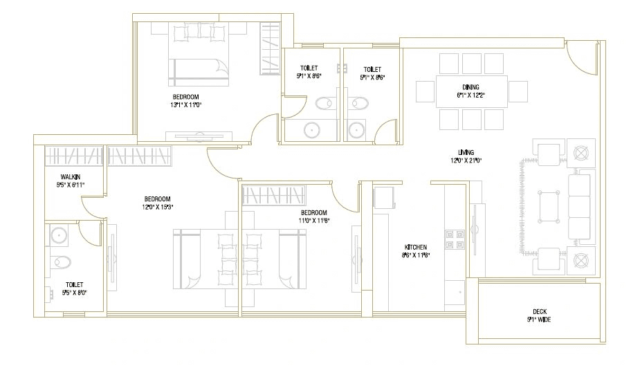 Metricon The Gateway Unit plan - 1209 sq.ft.