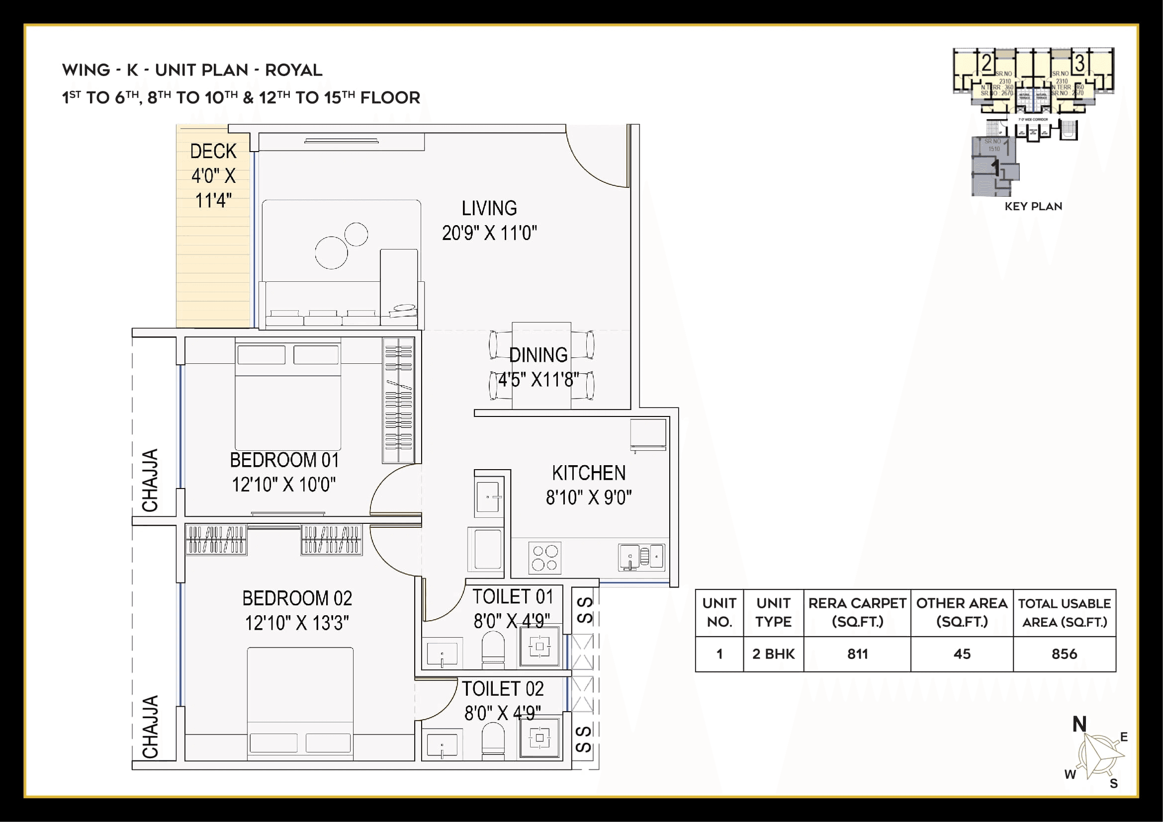 Unit plan - 856 sq.ft.