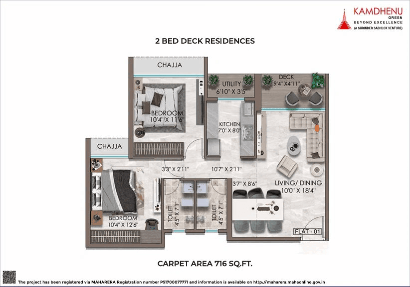 Kamdhenu Pinnacle Unit plan - 716 sq.ft.