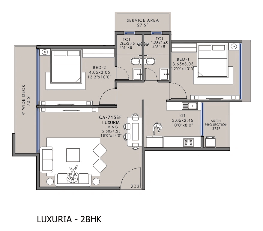 Platinum Oakwoods Unit plan - 850 sq.ft.
