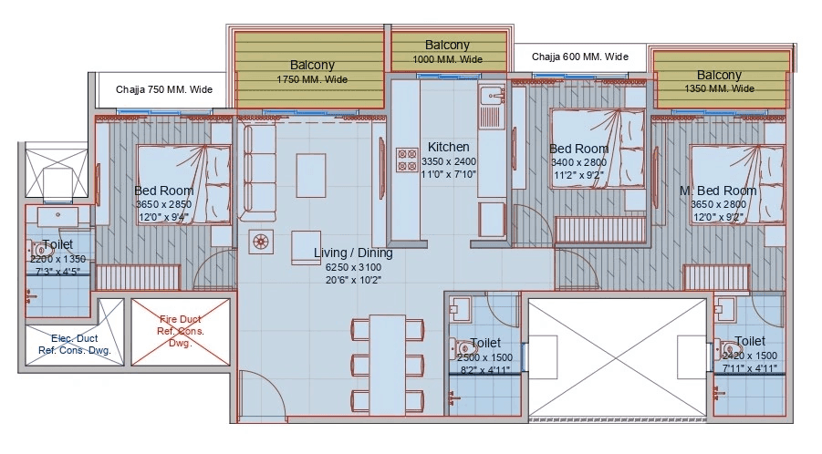 Continental Signature Unit plan - 929 sq.ft.