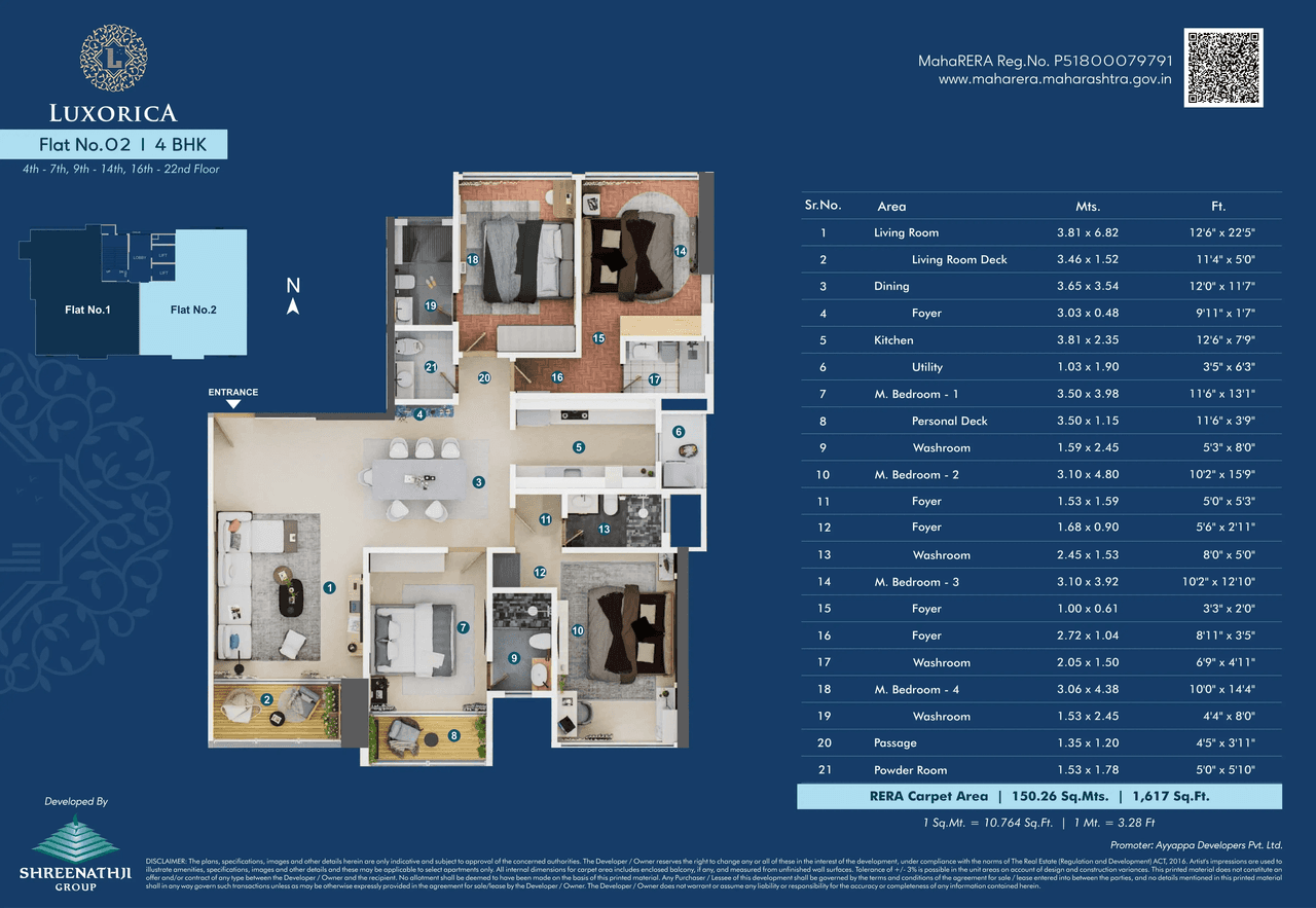 Shreenathji Celestial Heights Unit plan - 1617 sq.ft.